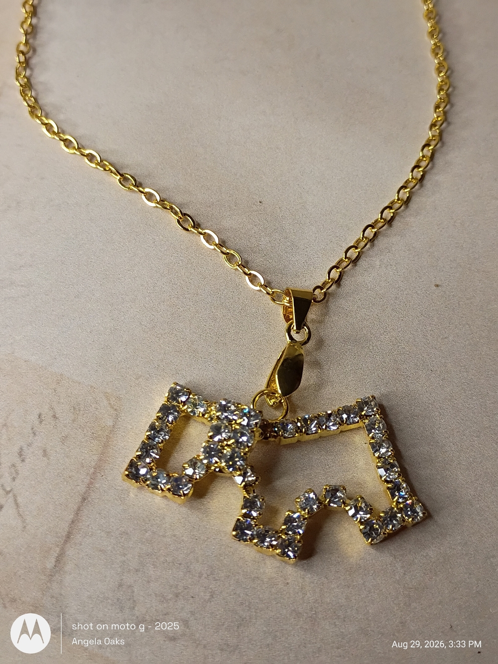 Gold Crystal Outline Dog Pendant Necklace - Women Jewelry